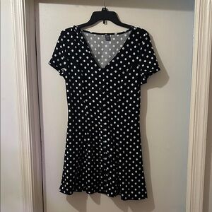 SHEIN Black Mini Dress with White Polka Dots